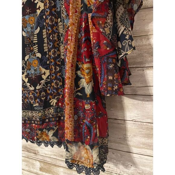 Altar’d State Tunic Shirt Dress Bell Sleeve Sheer Size Medium Multicolor - Picture 4 of 5